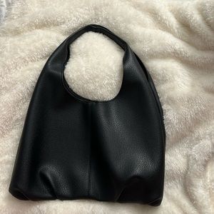 Black vegan leather hobo